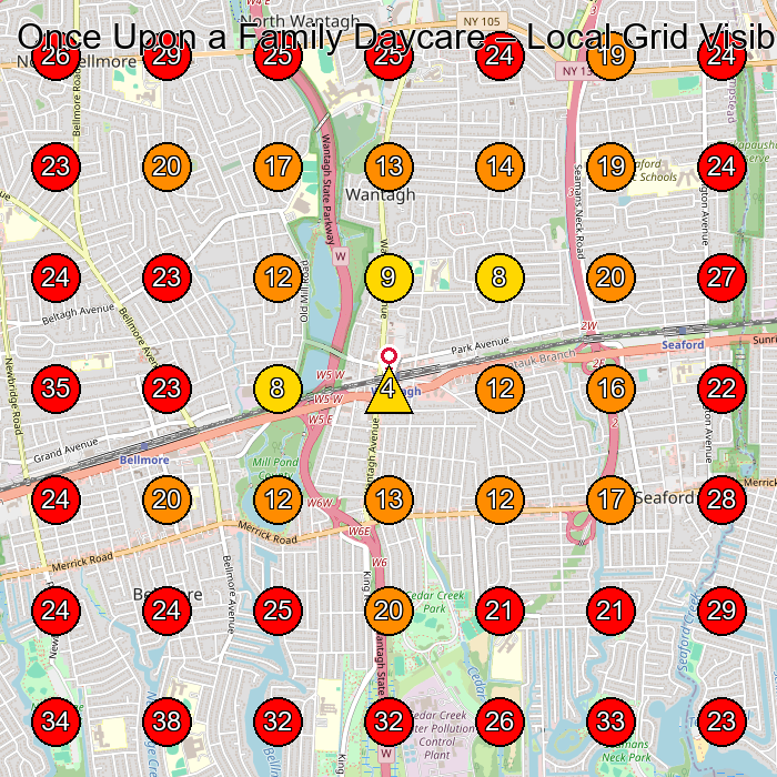 Once Upon a Family Daycare GeoGrid visibility map for Day Care Center in Bellmore